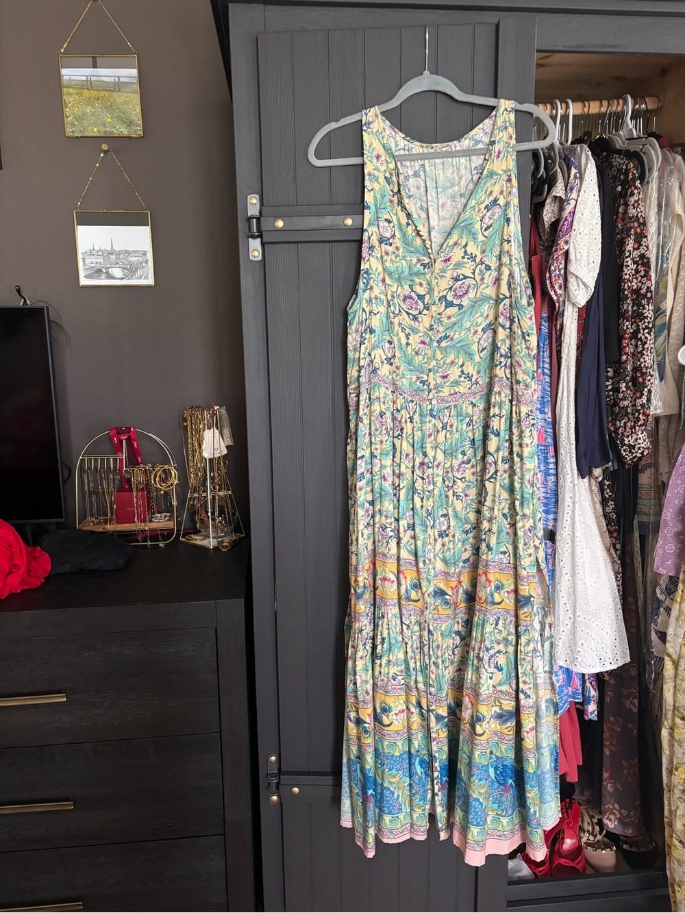 Spell Mint Multi Floral Tiered Maxi Dress